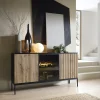 Madia 153x83h cm 3 ante moderna nero rovere antico cannettato Bali