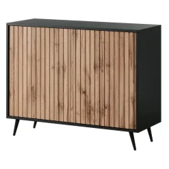 Madia 104x78h cm 2 ante moderna rovere cannettato nero Celestia