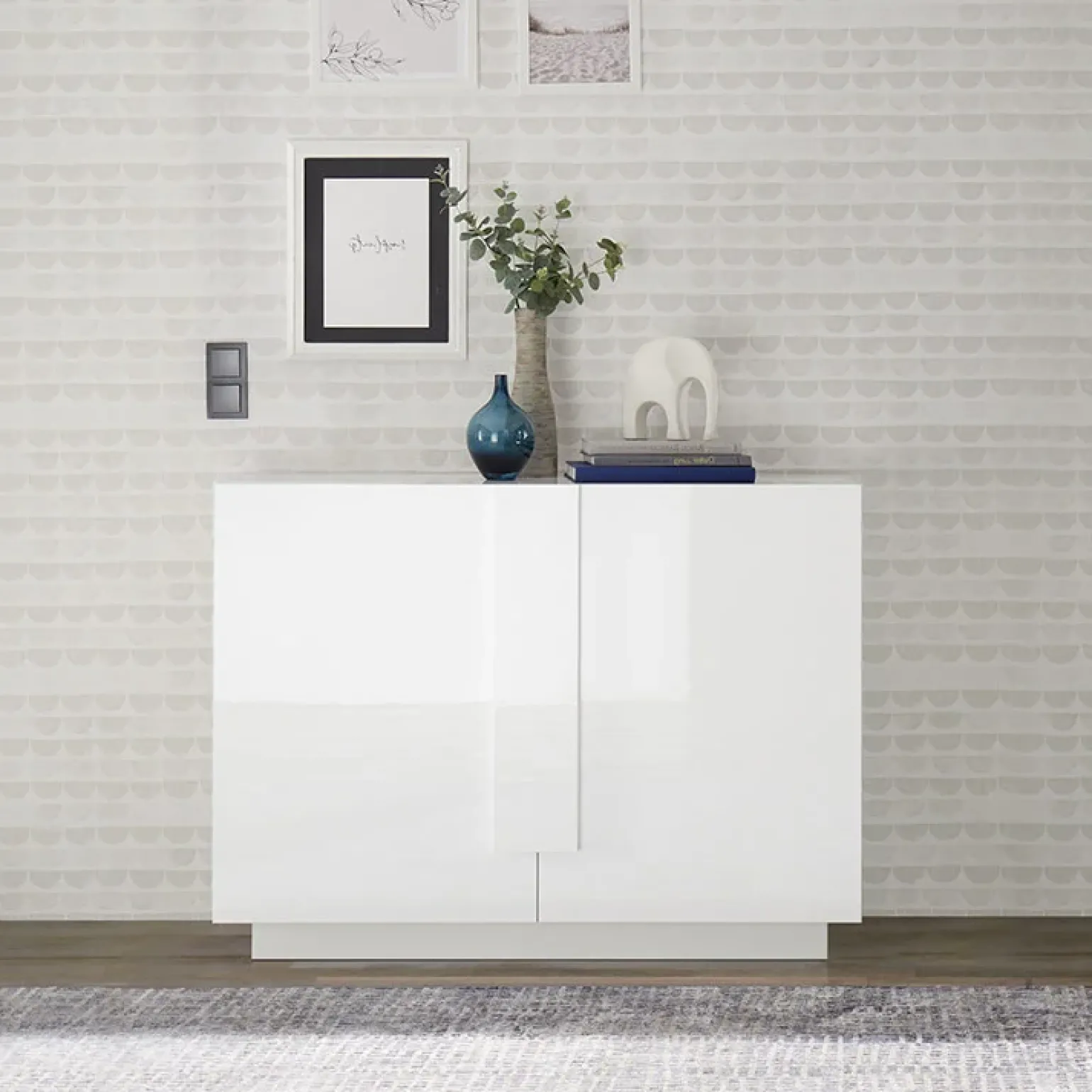 Madia 120x90h cm 2 ante moderna bianco laccato lucido Alvarez