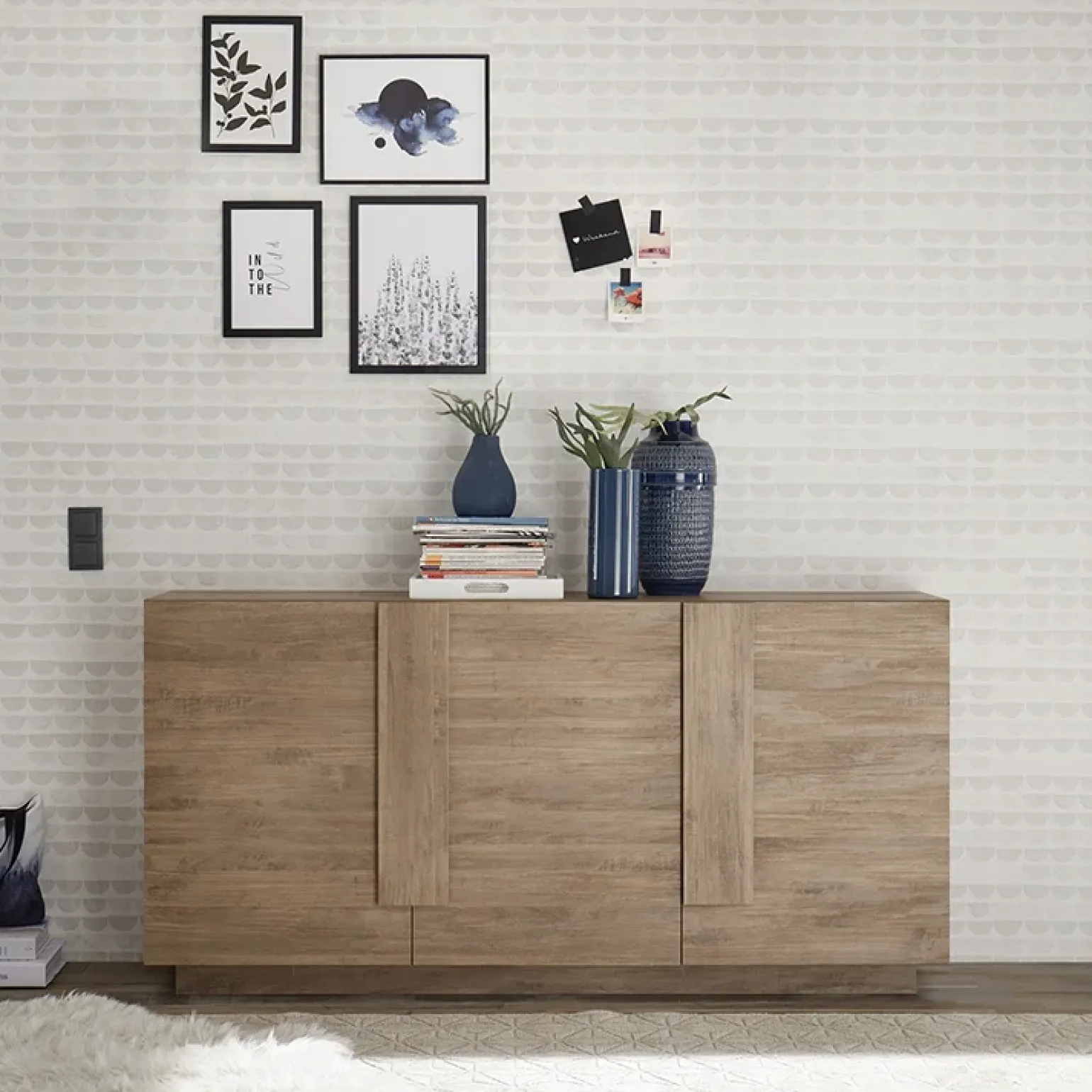 Madia 182x90h cm 3 ante moderna rovere Alvarez