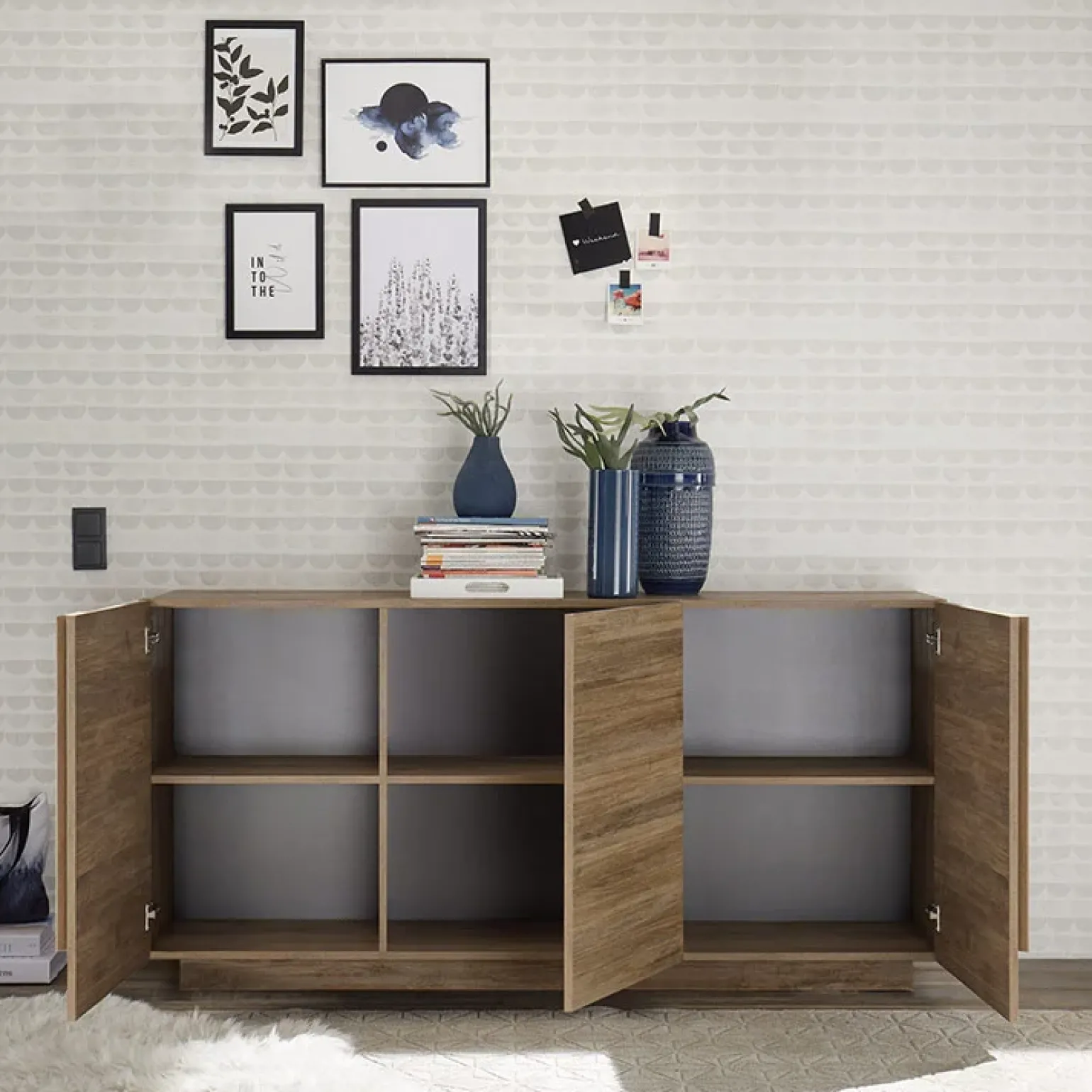 Madia 182x90h cm 3 ante moderna rovere Alvarez
