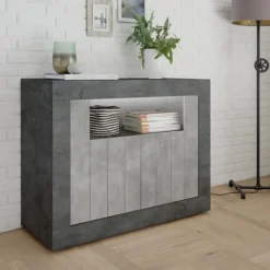 Madia 110x86h cm 2 ante moderna soggiorno ossido cemento Florena