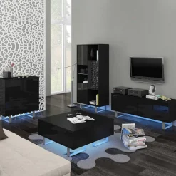 Madia 80x90h cm 2 ante moderna nero opaco e lucido Kelli Gihome®