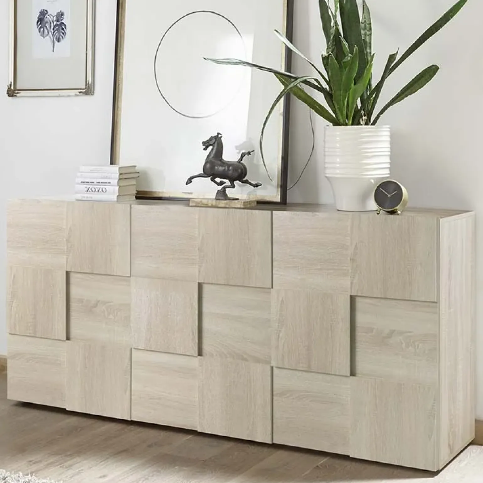 Madia 181x84h cm 3 ante moderna soggiorno rovere samoa Obsession