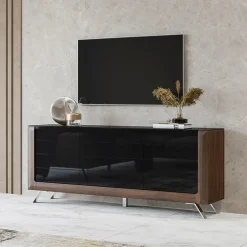 Madia 200x81h cm 3 ante moderna noce nero lucido Jumbo