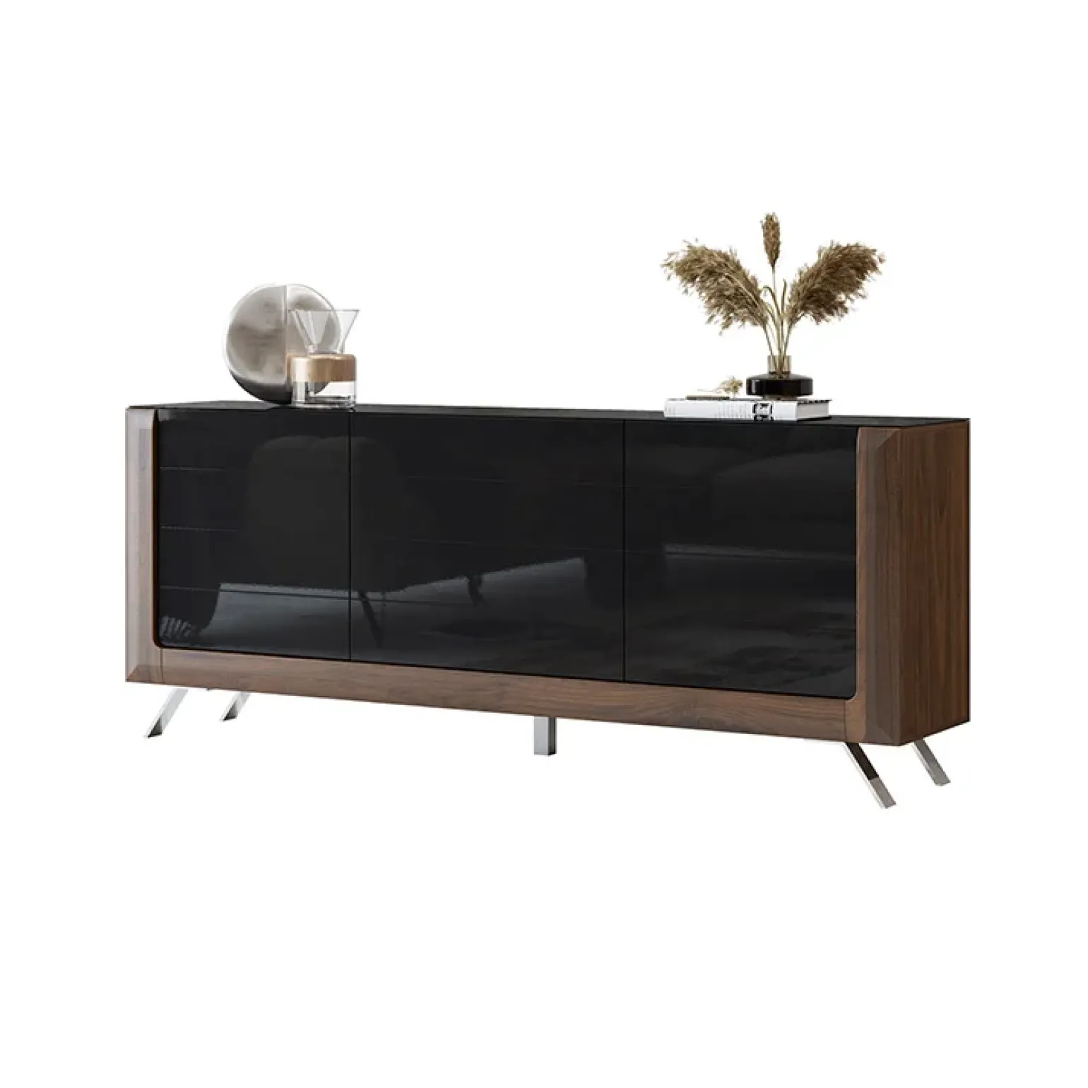 Madia 200x81h cm 3 ante moderna noce nero lucido Jumbo