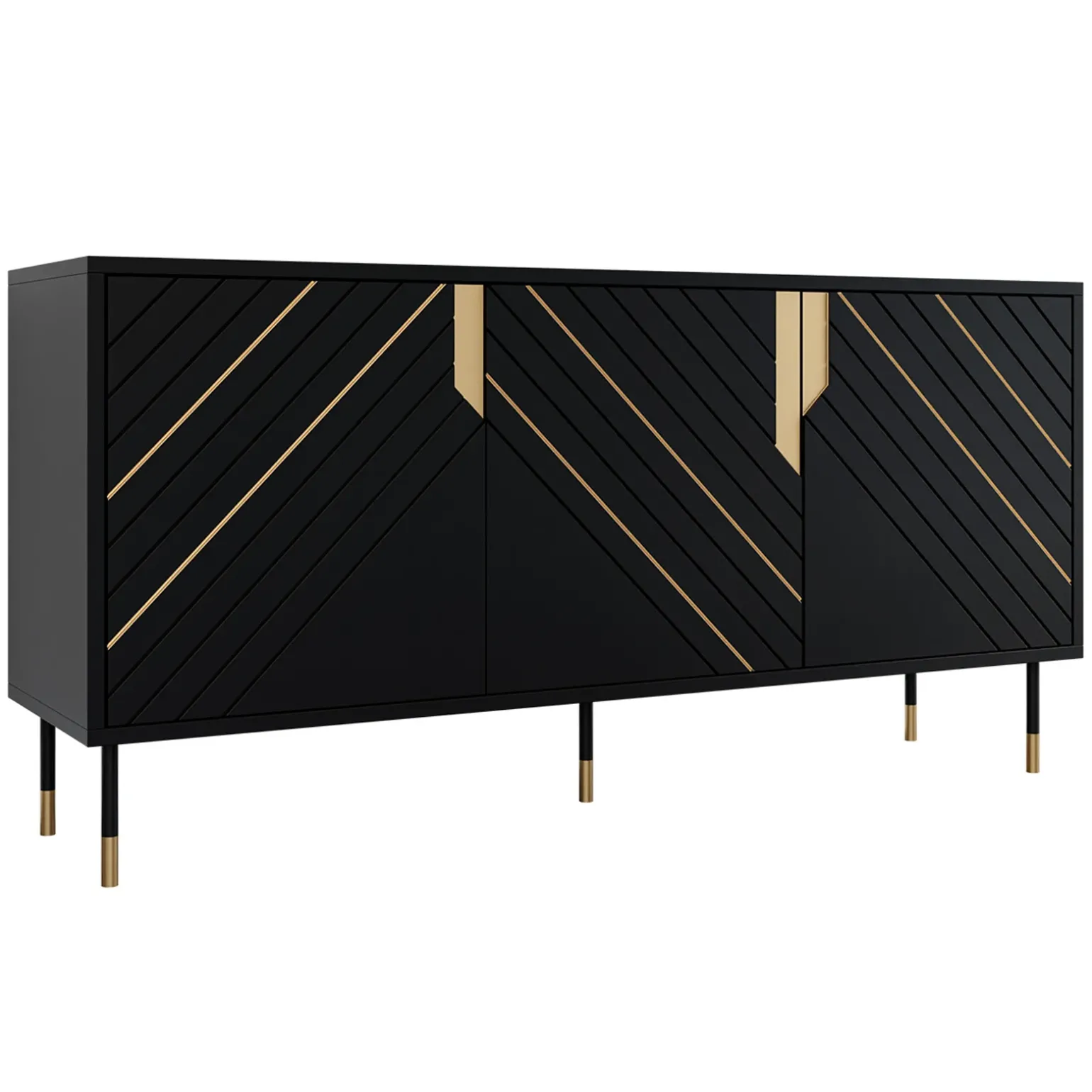 Madia 154x72h cm 3 ante moderna nero oro Golden