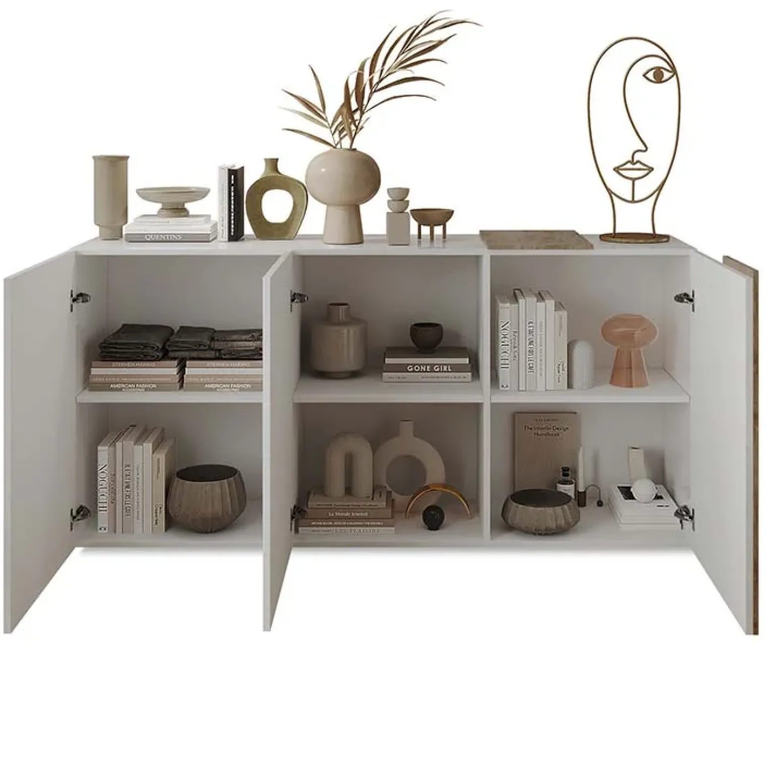Madia 181x86h cm 3 ante moderna soggiorno bianco lucido rovere Universal