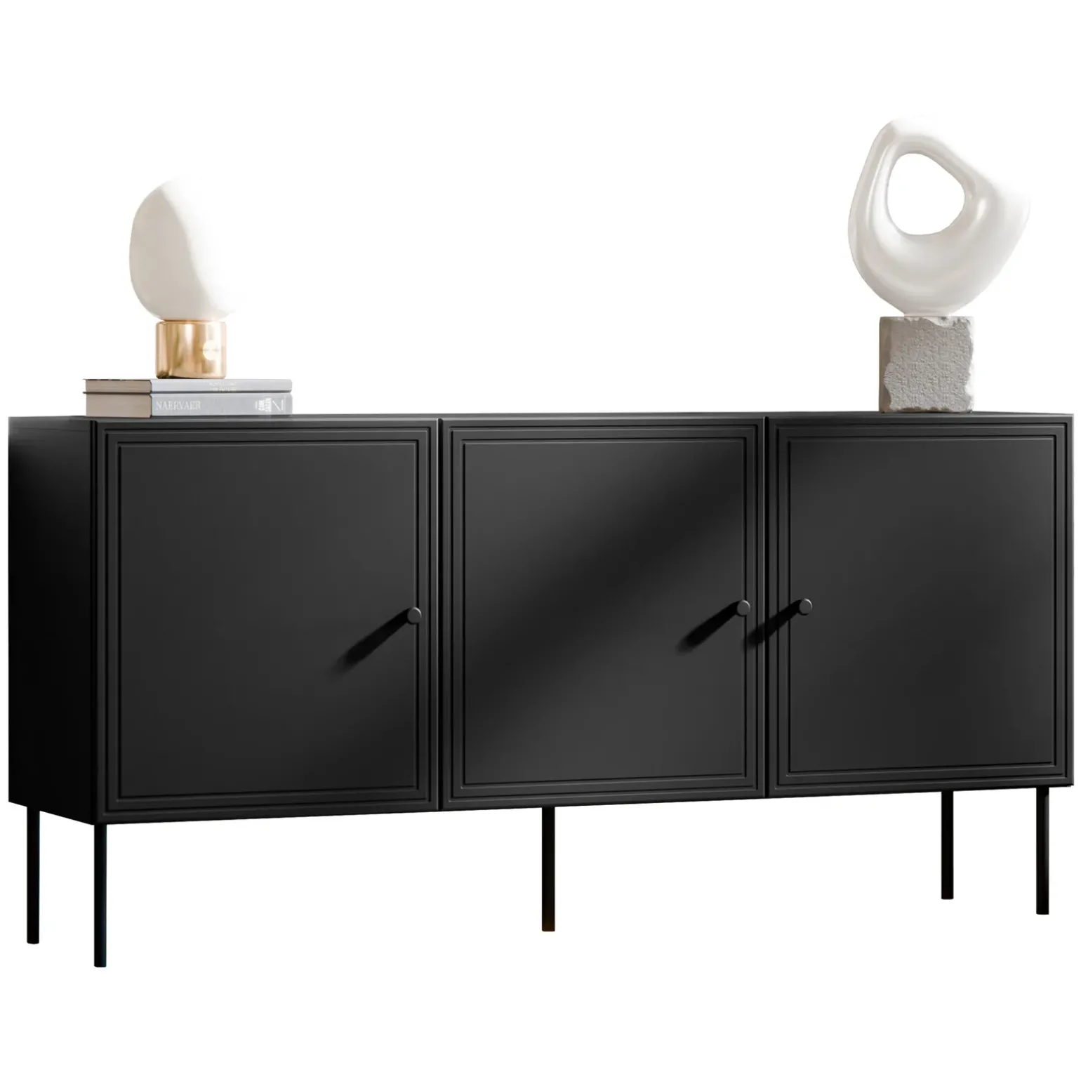 Madia 151x75h cm 3 ante nero opaco Stark
