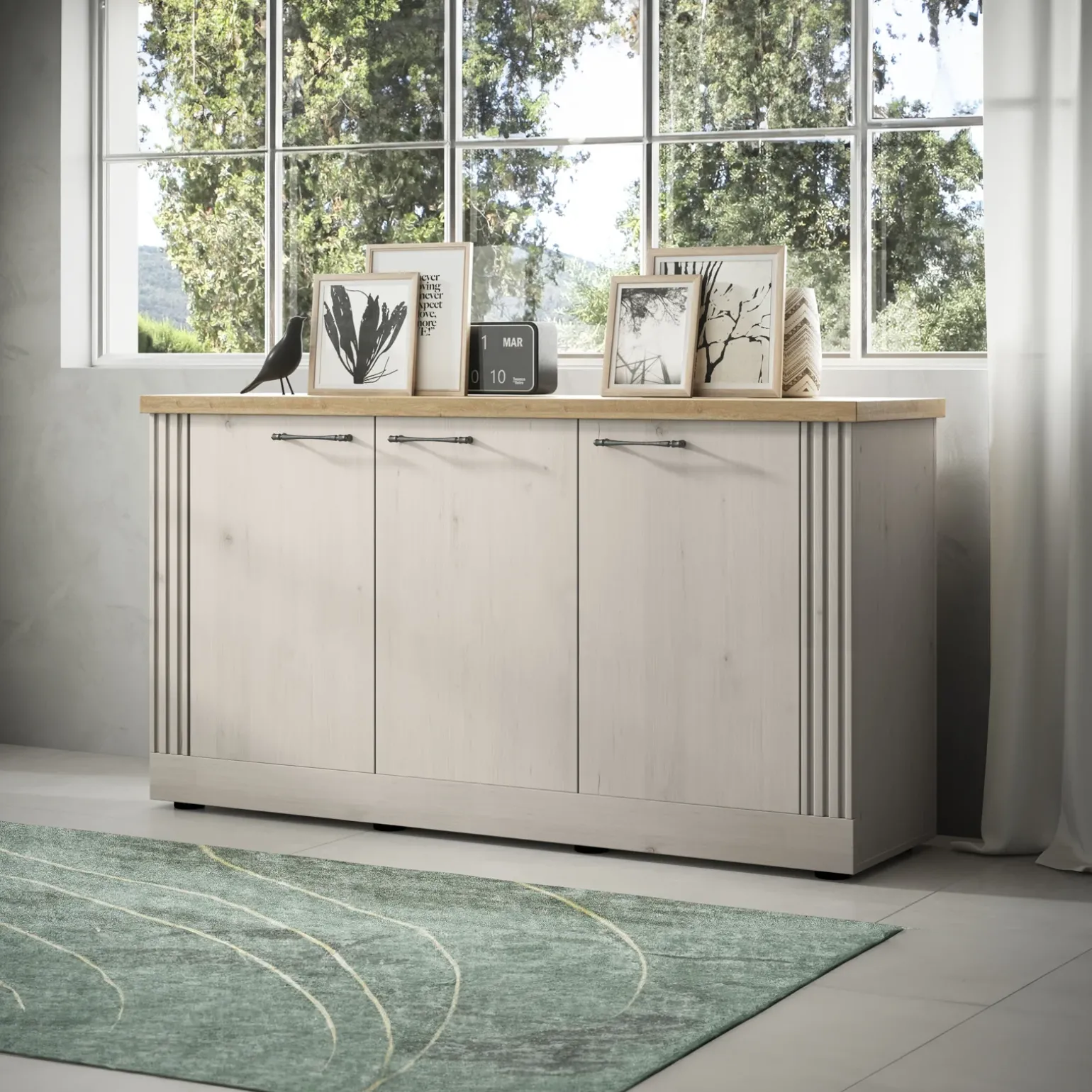 Madia 164x88h cm 3 ante rovere bianco frassinato Armonia