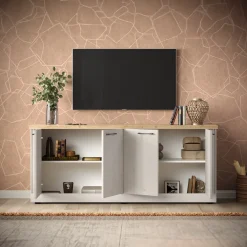 Madia 211x88h cm 4 ante rovere bianco frassinato Armonia