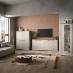 Madia 211x88h cm 4 ante rovere bianco frassinato Armonia