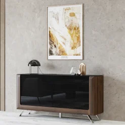 Madia 160x81h cm 2 ante soggiorno noce nero lucido Jumbo