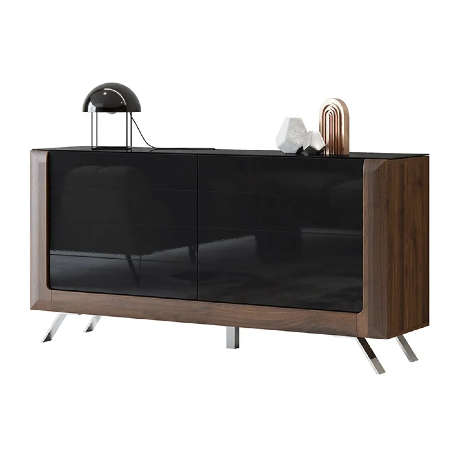 Madia 160x81h cm 2 ante soggiorno noce nero lucido Jumbo
