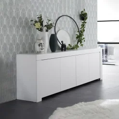 Madia 210x81h cm 4 ante soggiorno moderna bianco opaco Halston