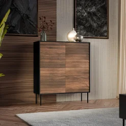 Madia 102x118h cm 4 ante soggiorno noce nero Wild