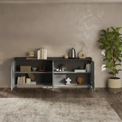 Madia 241x99h cm 4 ante soggiorno grigio scuro antracite Jonson