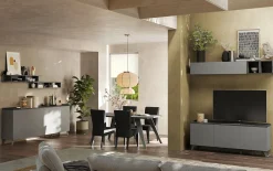 Madia 241x99h cm 4 ante soggiorno grigio scuro antracite Jonson