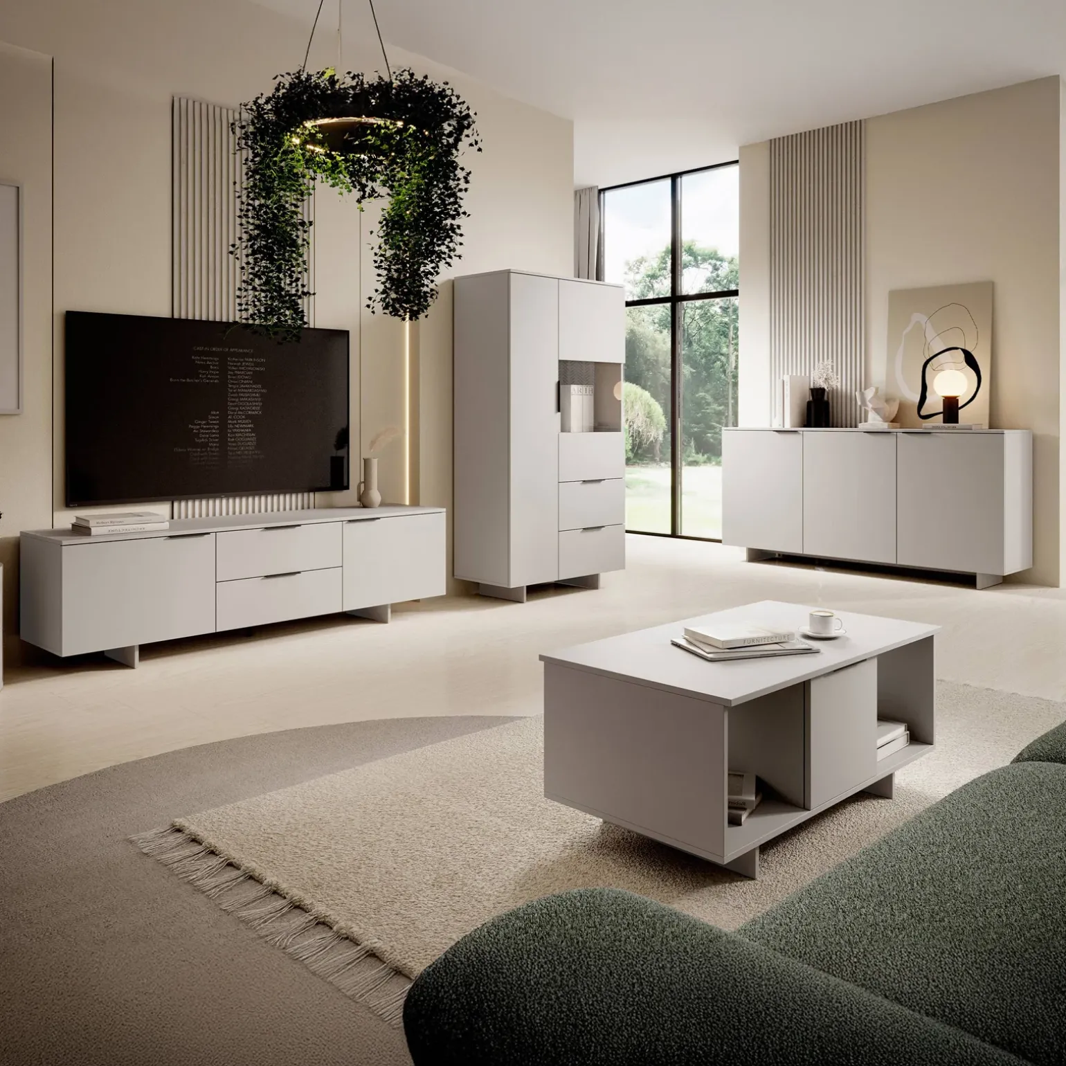Madia 180x90h cm 3 ante soggiorno grigio Stone