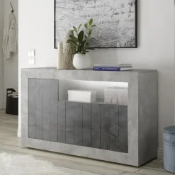 Madia 138x86h cm 3 ante soggiorno cemento ossido Florena