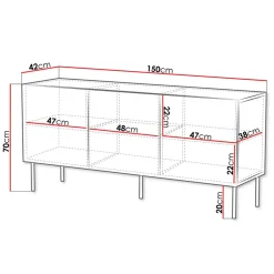 Madia 150x70h cm 3 antenoce scuro con frontali serigrafati Savanna