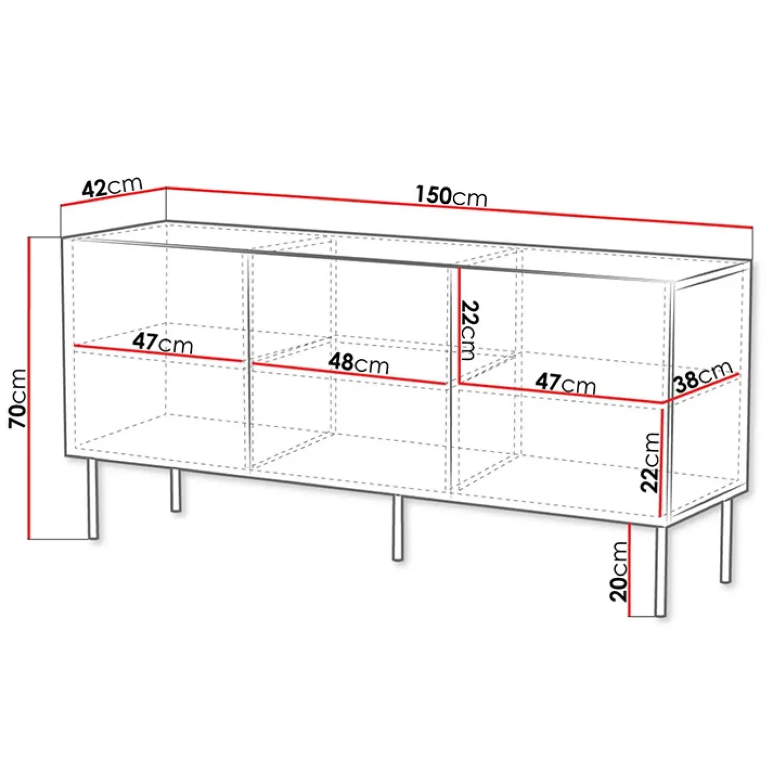 Madia 150x70h cm 3 antenoce scuro con frontali serigrafati Savanna