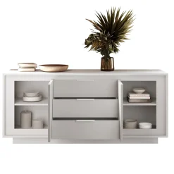 Madia 180x80h cm 3 cassetti 2 ante moderna bianco opaco Deluxe
