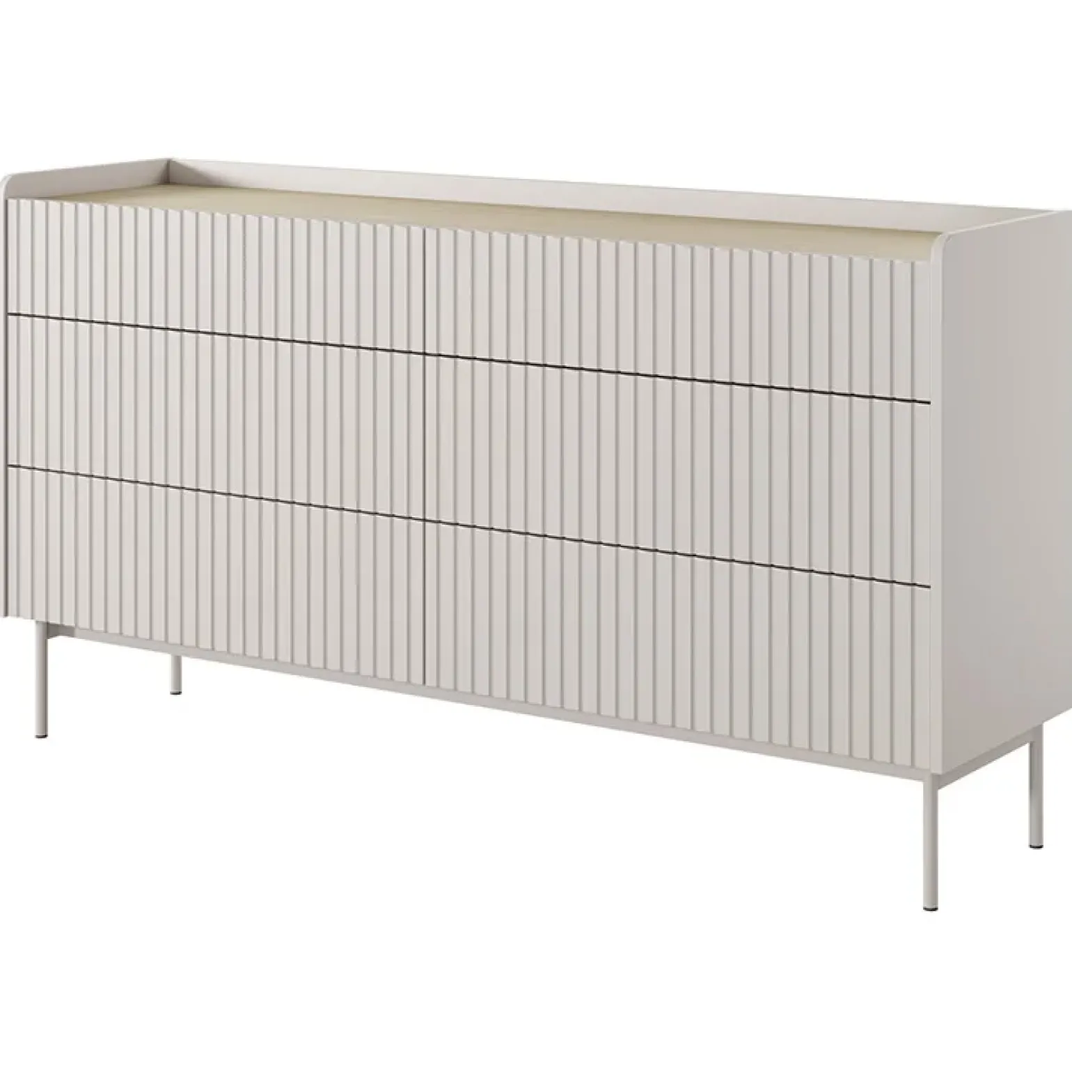 Madia 153x82h cm 6 cassetti beige cannettato rovere Fioca