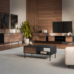 Madia 120x81h cm 3 cassetti moderna noce nero Wild