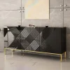 Madia 160x76h cm con frontale decorato moderna nero lucido Marisa
