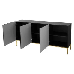 Madia 160x76h cm con frontale decorato moderna nero lucido Marisa