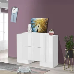Madia 130x85h cm moderna bianco lucido Akoya