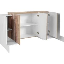 Madia 170x85h cm moderna bianco lucido rovere chiaro Akoya