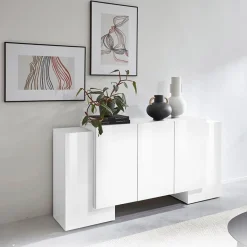 Madia 170x85h cm moderna bianco lucido Akoya