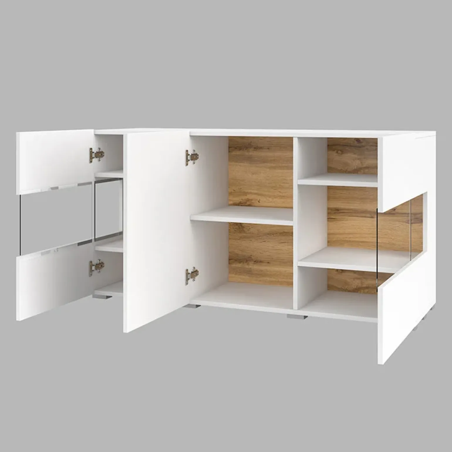 Madia 120x62h cm moderna bianco rovere Fusion