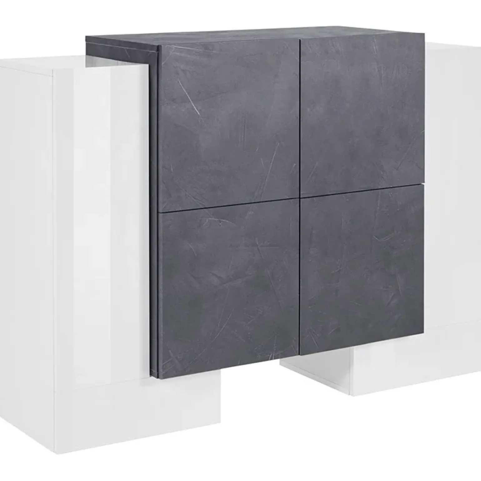 Madia 130x85h cm moderna bianco lucido ossido Akoya