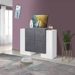 Madia 130x85h cm moderna bianco lucido ossido Akoya
