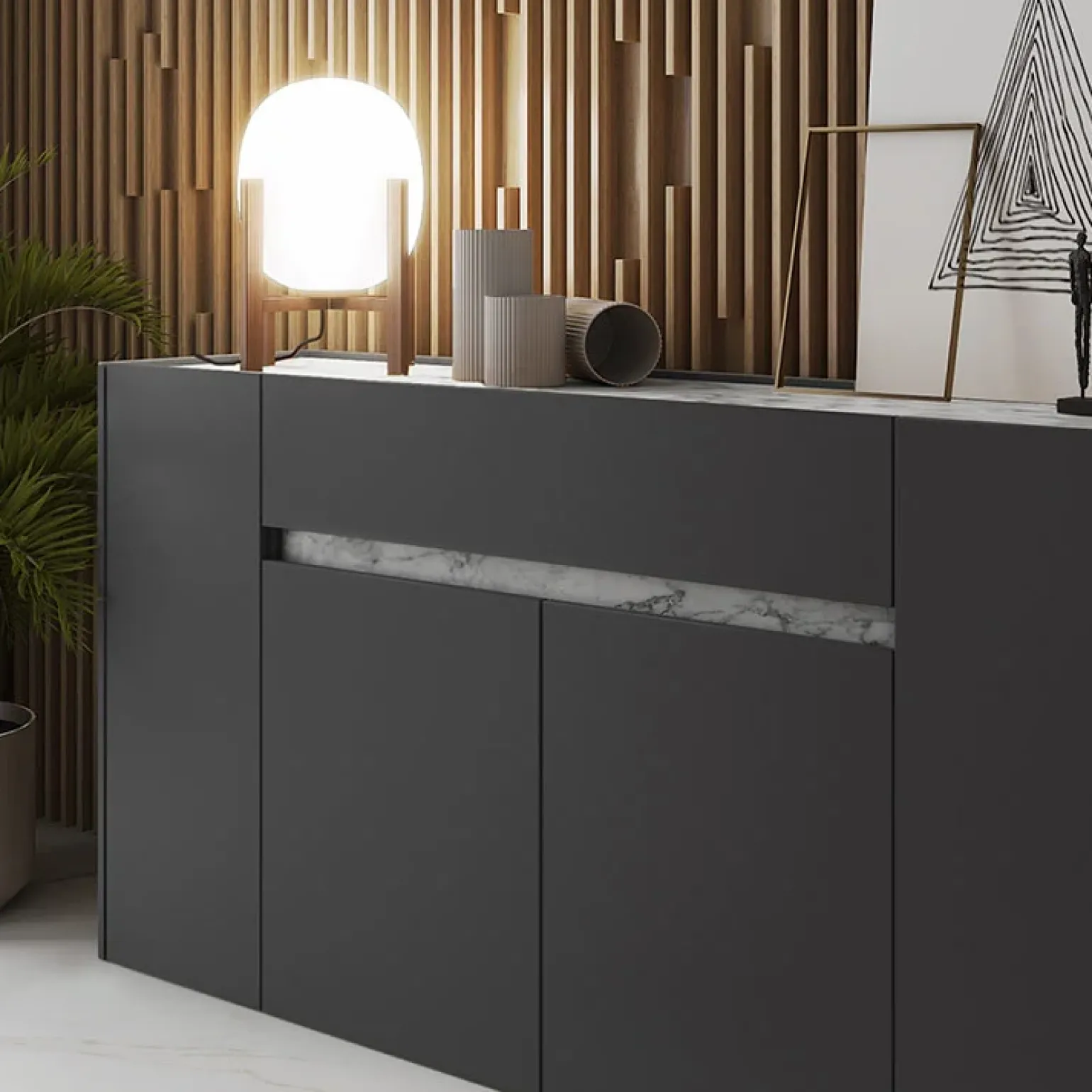 Madia 170x85h cm moderna design antracite marmo Gib