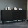 Madia 156x76h cm moderna design cannettato nero Flippo