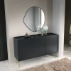 Madia 144x83h cm moderna sogggiorno nero effetto marmo Sirena