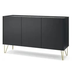 Madia 144x83h cm moderna sogggiorno nero effetto marmo Sirena