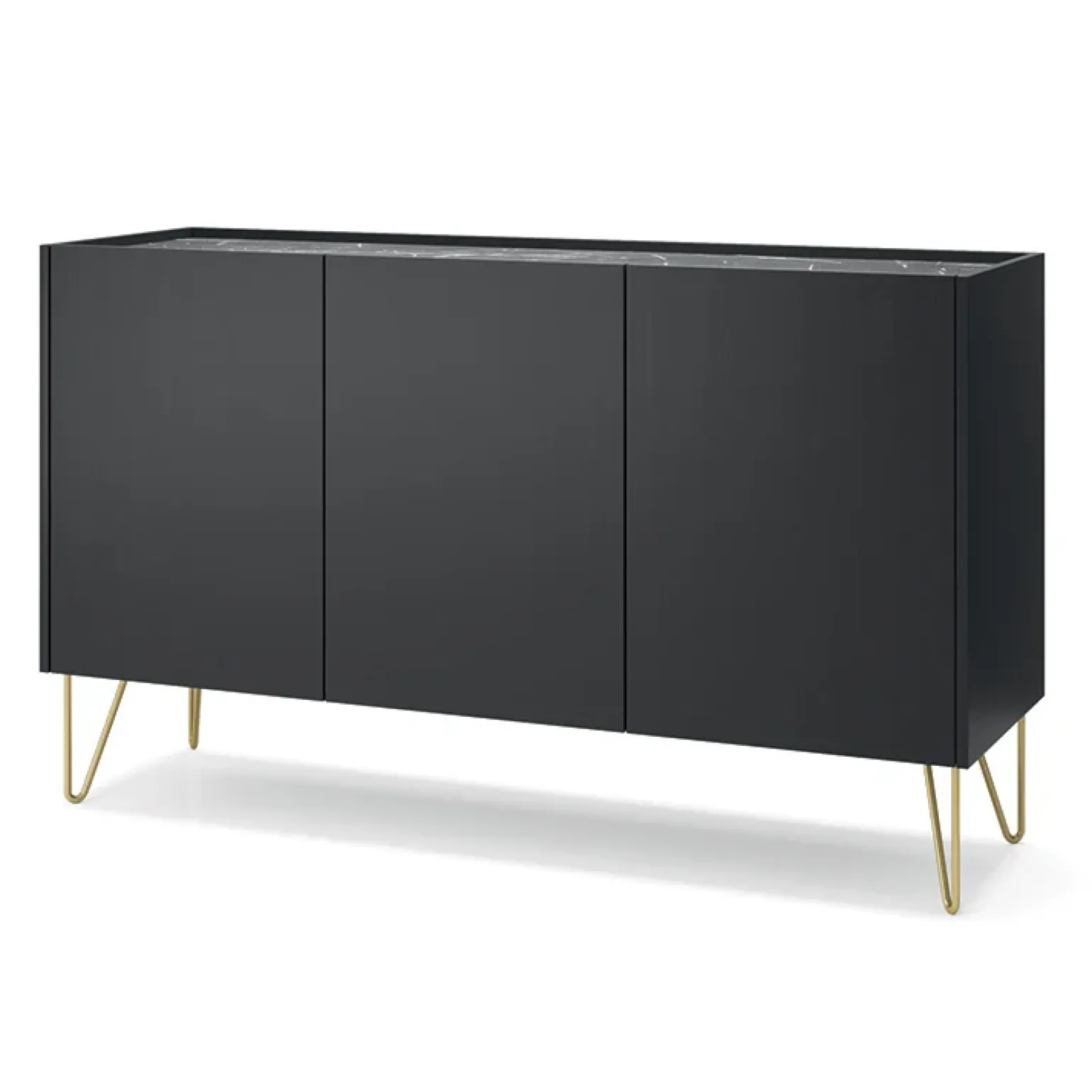 Madia 144x83h cm moderna sogggiorno nero effetto marmo Sirena