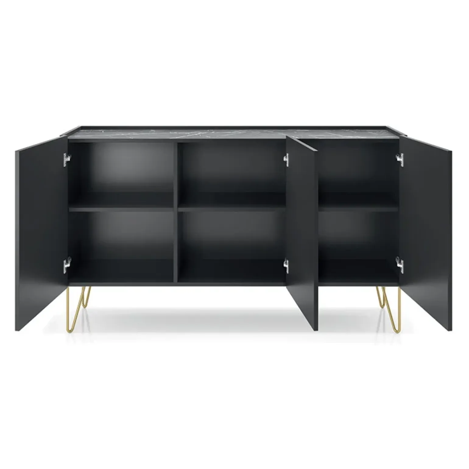 Madia 144x83h cm moderna sogggiorno nero effetto marmo Sirena