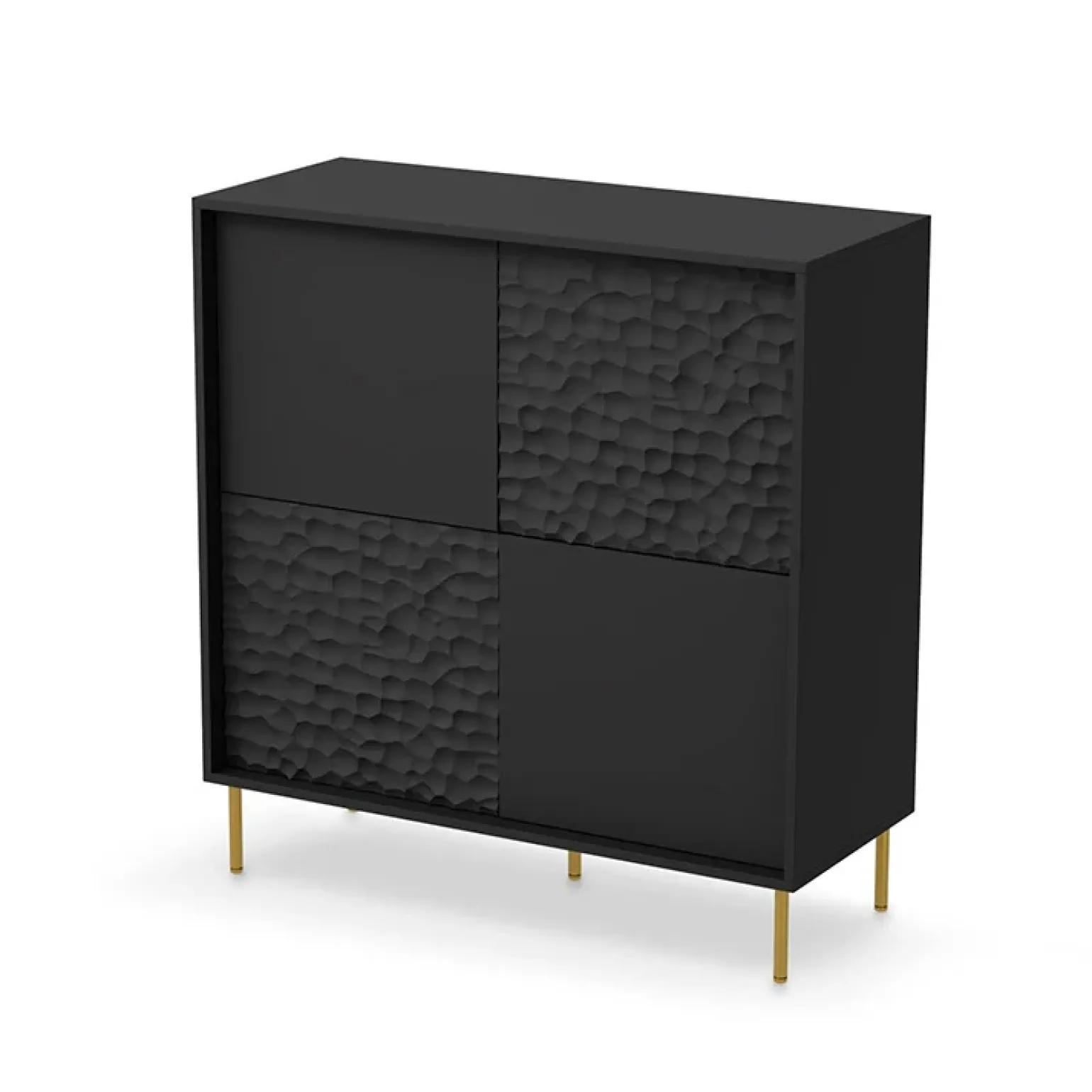 Madia 100x105h cm moderna soggiorno nero oro Osaka