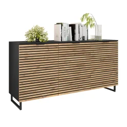 Madia 150x76h cm rustica design cannettato rovere nero List