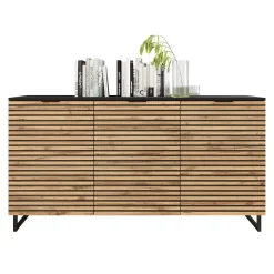 Madia 150x76h cm rustica design cannettato rovere nero List