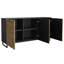 Madia 150x76h cm rustica design cannettato rovere nero List