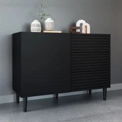 Madia104x76h cm moderna design cannettato nero Flippo