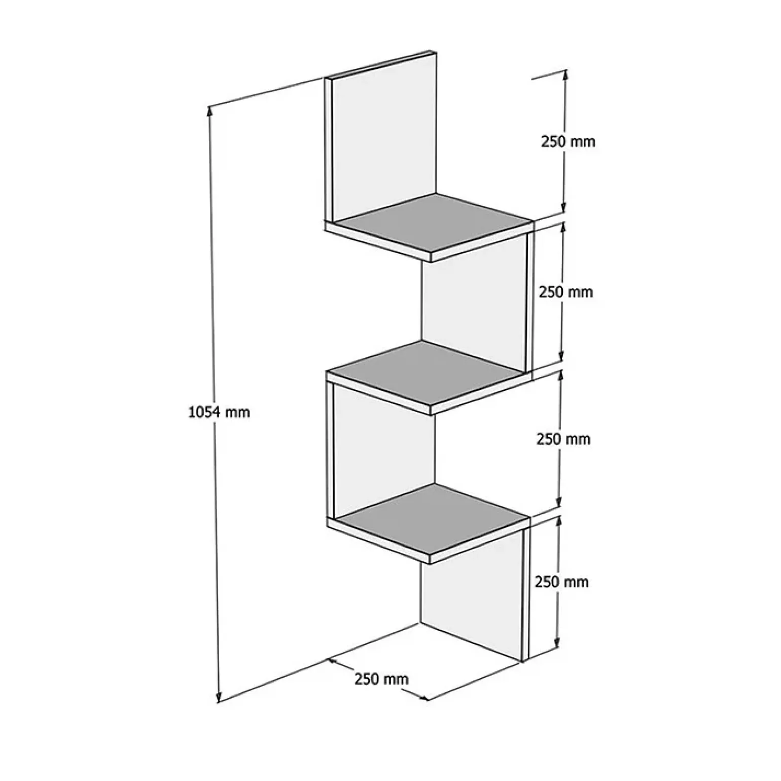 Mensola angolare libreria 25x106h cm da parete salvaspazio bianco opaco Graniti
