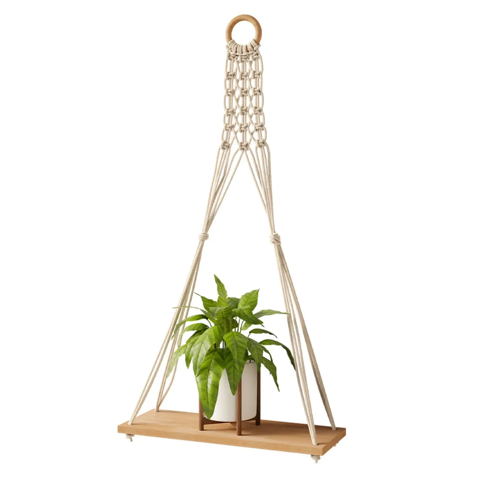Mensola sospesa 30x57h cm da parete con corda rovere Liana